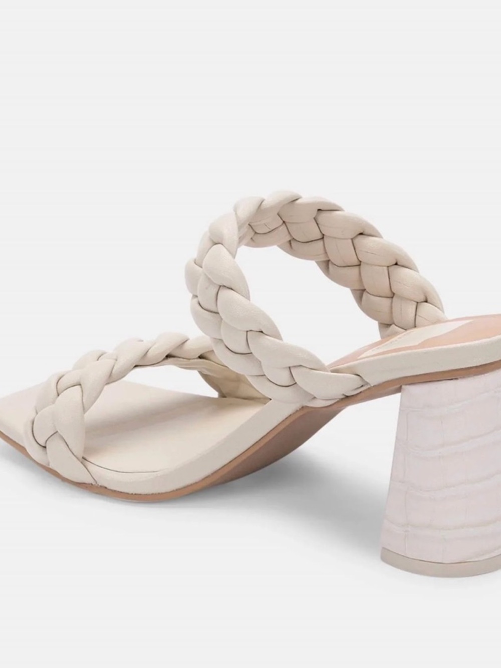 Dolce Vita Braided Double-Strap Block Heel Sandal in Cream - Picture 2 of 4